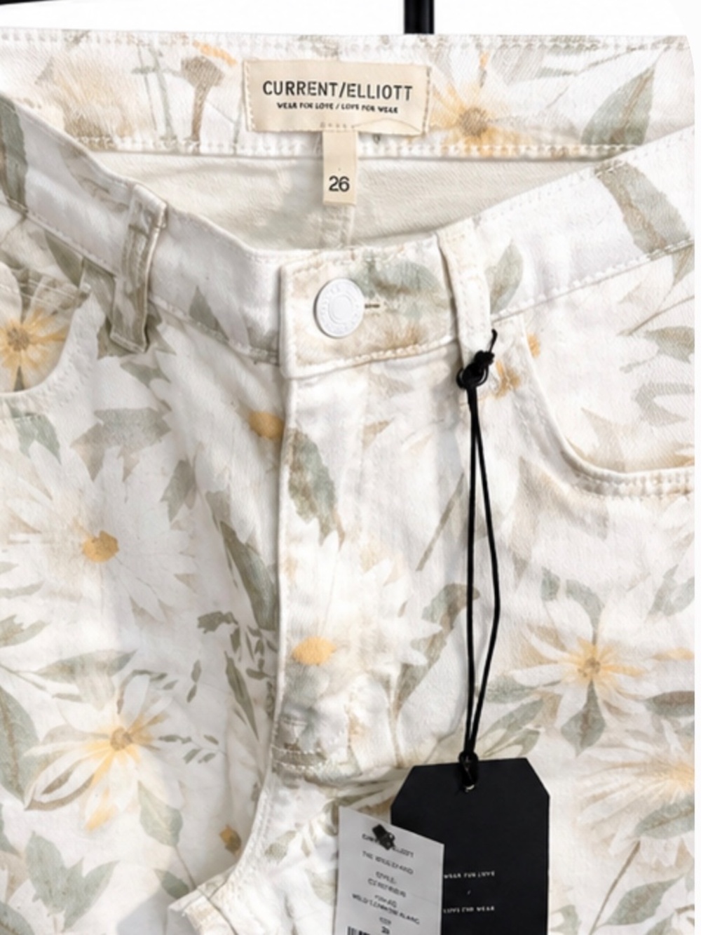 Current/Elliott The Boulevard Mid Rise Crop Boot Jeans Size 26 NWT Floral Print - Picture 5 of 9